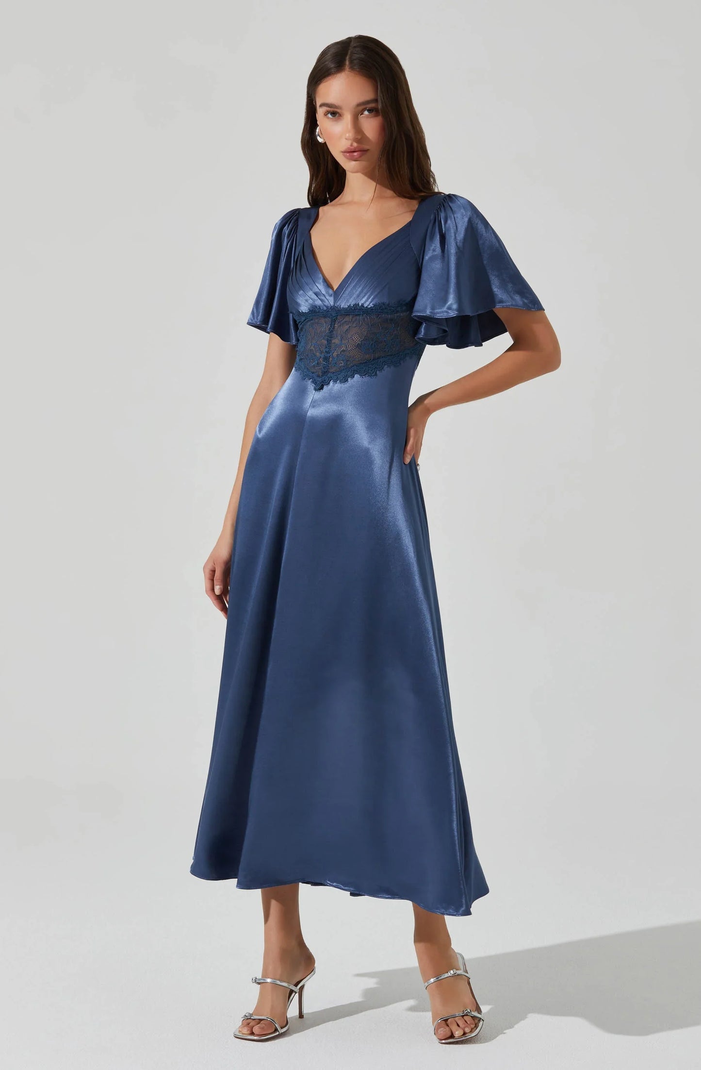 Lbruh Aurelia Satin V-Neck Midi Dress