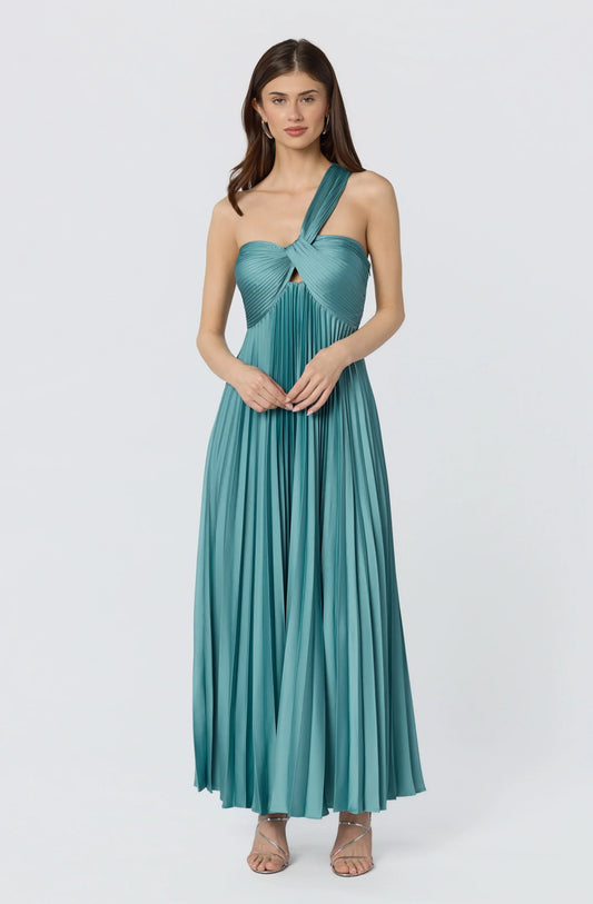 Lbruh Rasya One-Shoulder Pleated Maxi Dress