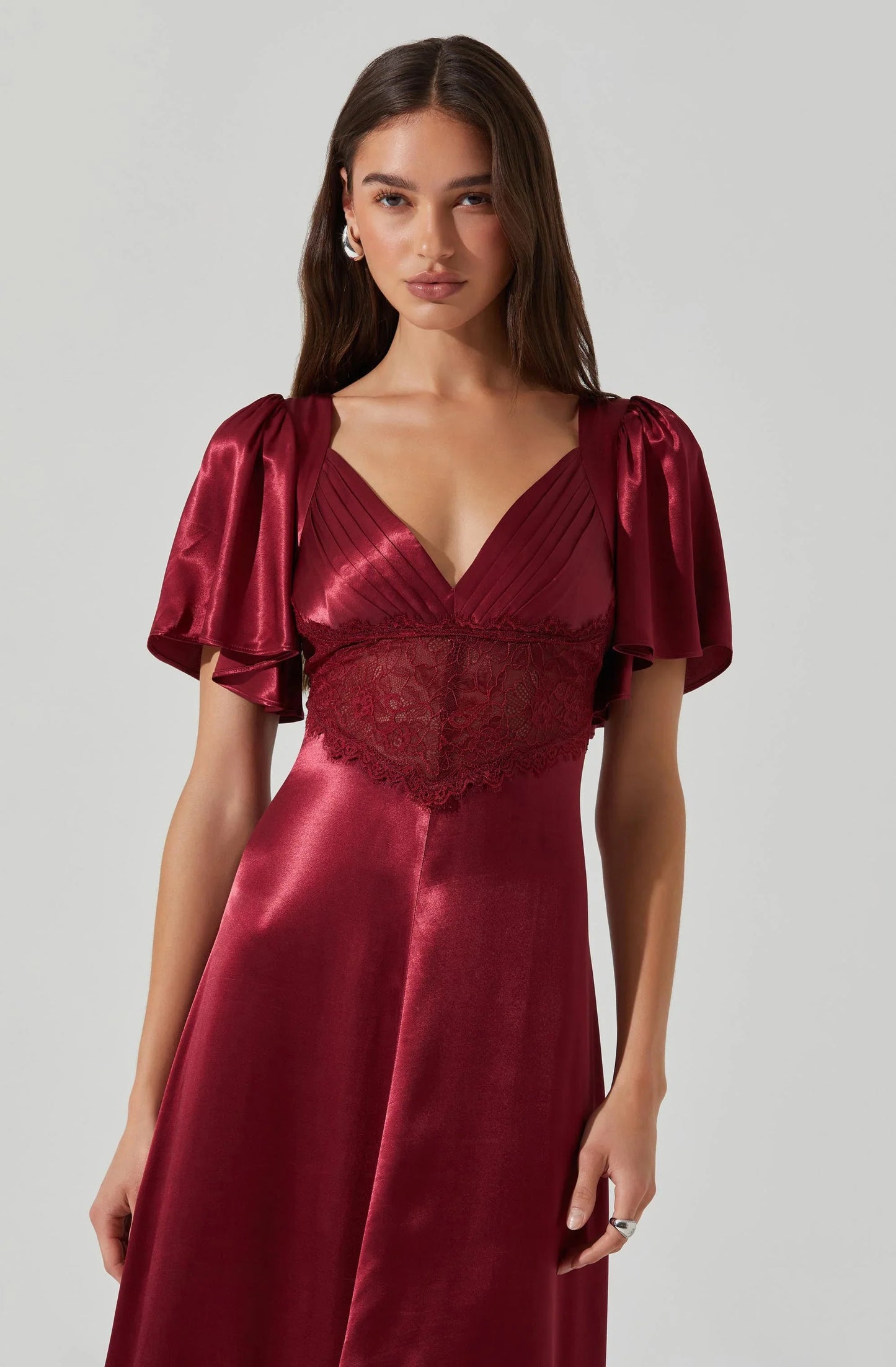Lbruh Aurelia Satin V-Neck Midi Dress