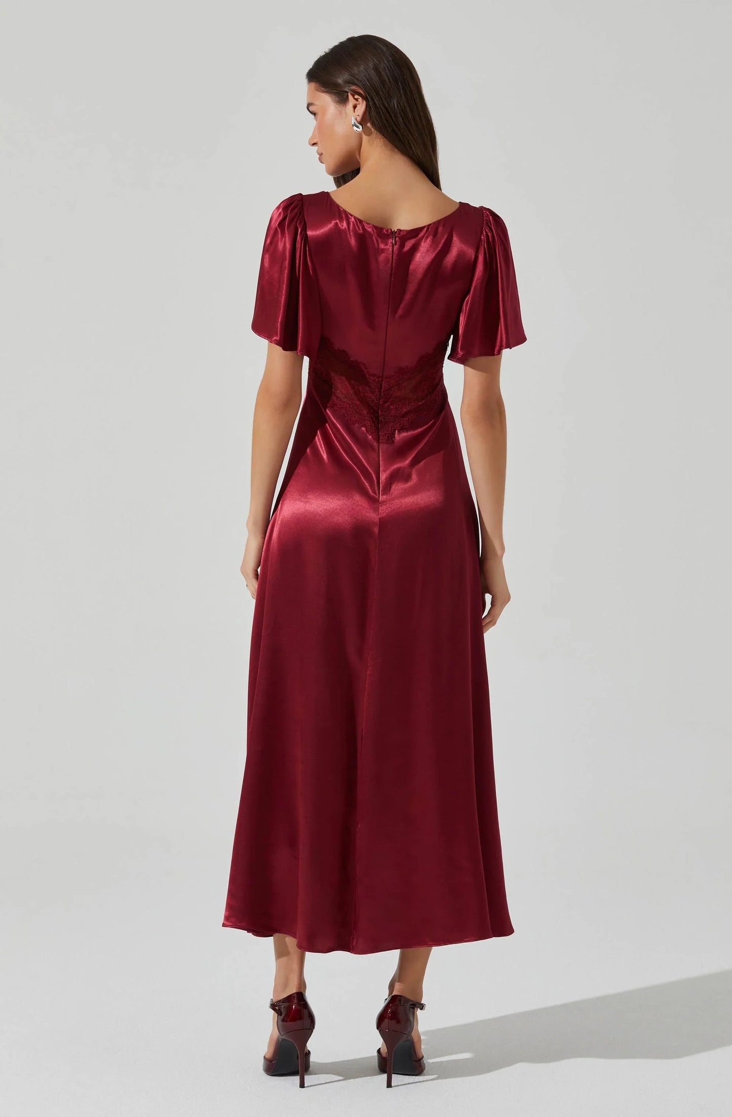 Lbruh Aurelia Satin V-Neck Midi Dress