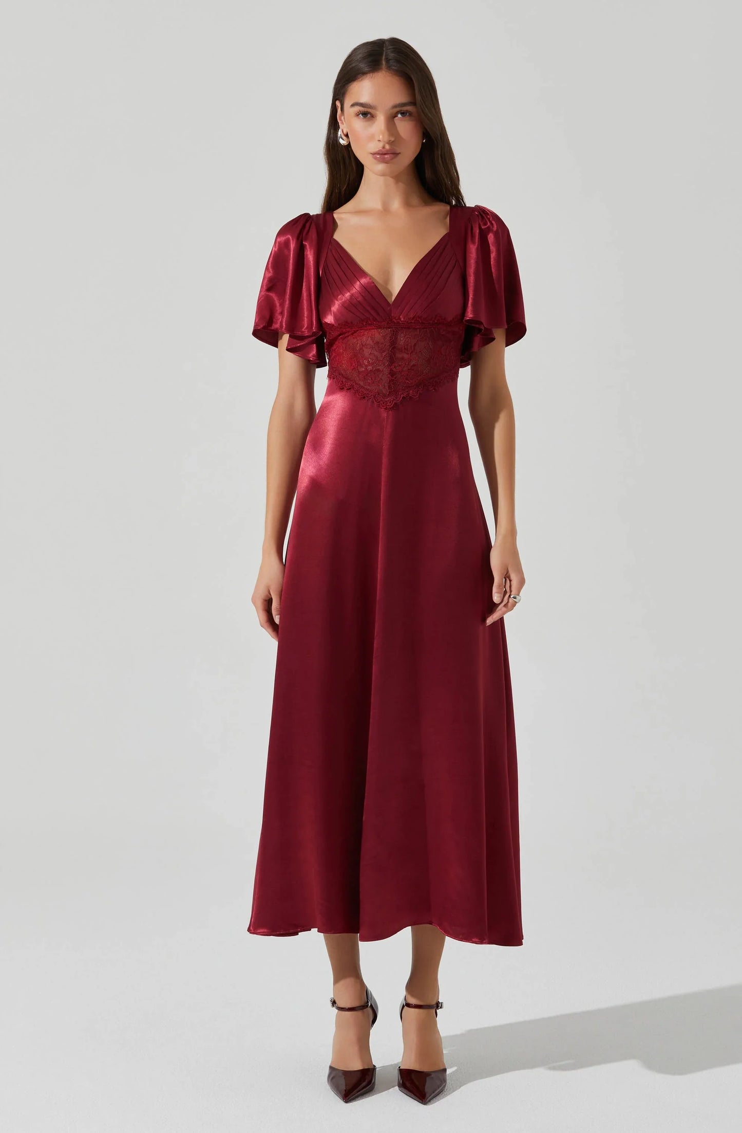 Lbruh Aurelia Satin V-Neck Midi Dress